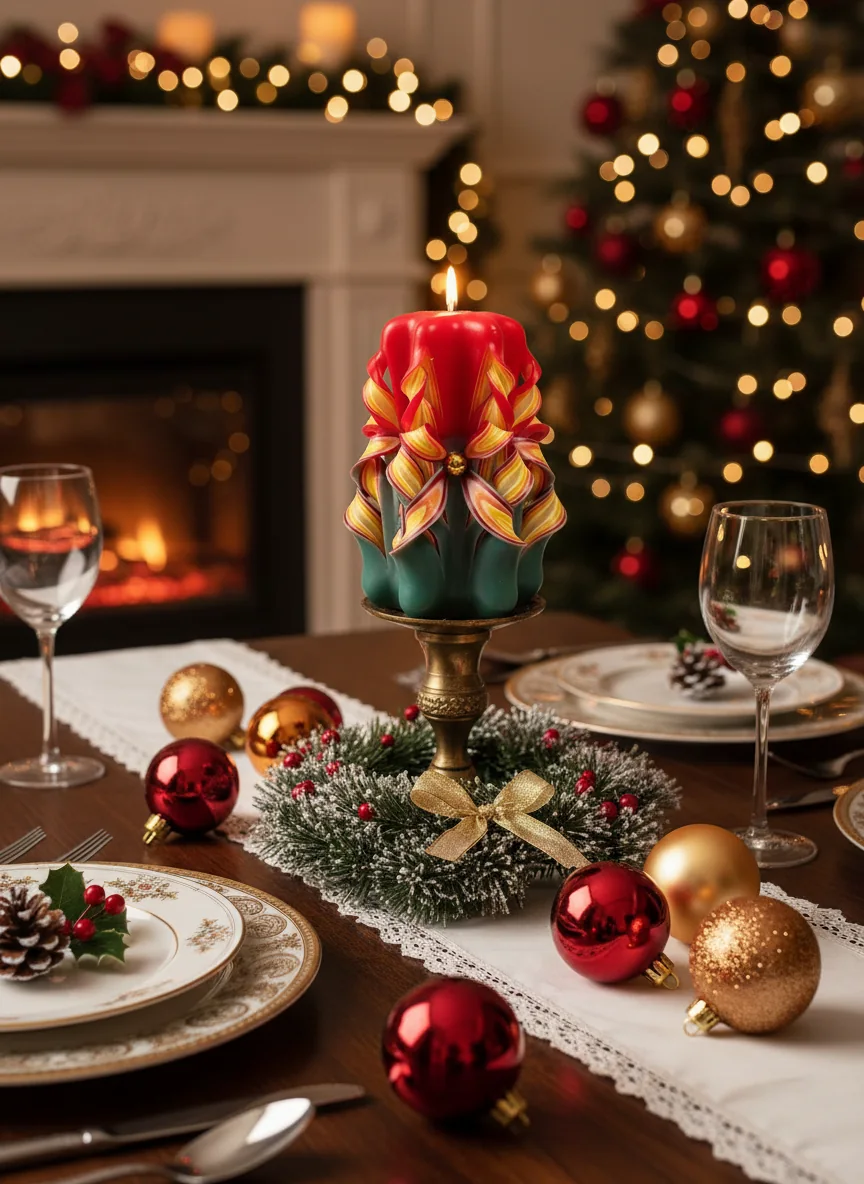 Hand-Carved Christmas Candles image