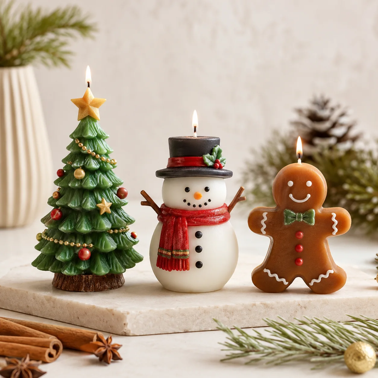 Christmas shaped candles